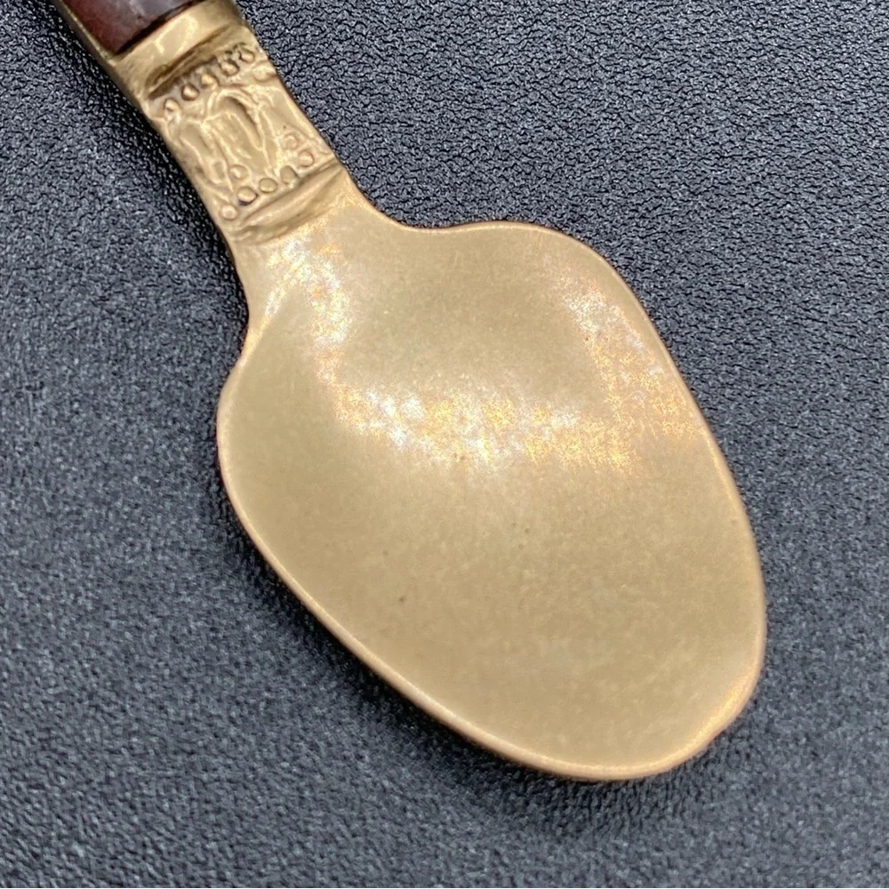 Vintage Bronze and Wood Tiny Spoon 2.5in